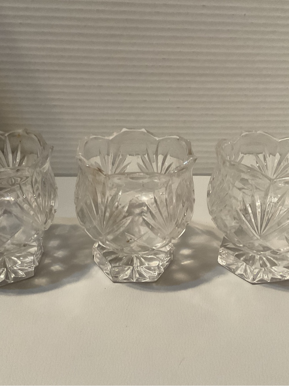 Noritake Clear Crystal Cut-Glass Votive Holders Trio